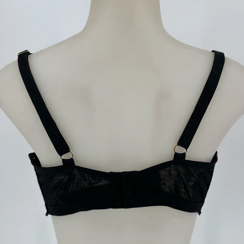 Victoria’s Secret Black Lace Gold Logo Very Sexy Uplift Plunge Sz 34DDD - Picture 4 of 12